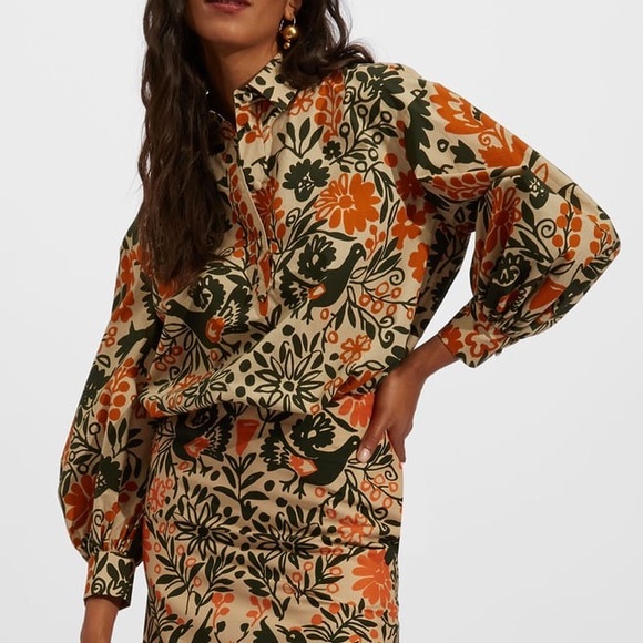 La DoubleJ Silk Poet Forest Blouse Made in Italy Size M
